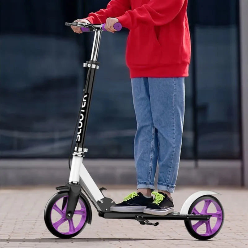 Manuell Vuxen skoter med hopfällbara två hjul och dubbla bromsar Design Antisladdpedaler för flexibel styrning - 24 Timmar Deals