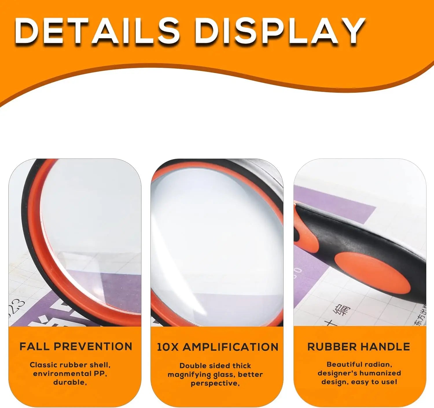 Handhållet förstoringsglas 10x förstoringsglas Läslins 50/65/75/100 mm - 24 Timmar Deals