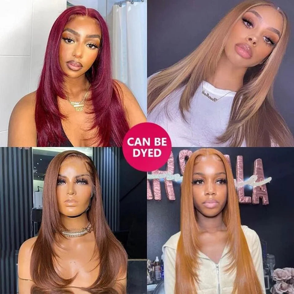 Brasiliansk Remy Layered Lace Front Peruk Mänskligt hår Layered Cut Rak Peruk - 24 Timmar Deals