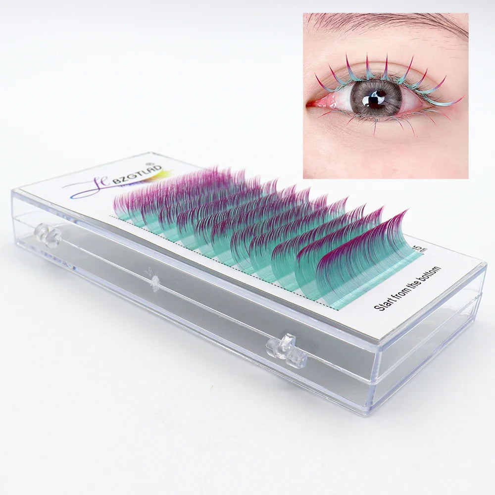 Color Lash Purple Blue Brown Green Red White Pink Yellow Eyelash Extensions Individual False Colored Mink Lashes Makeup - 24 Timmar Deals