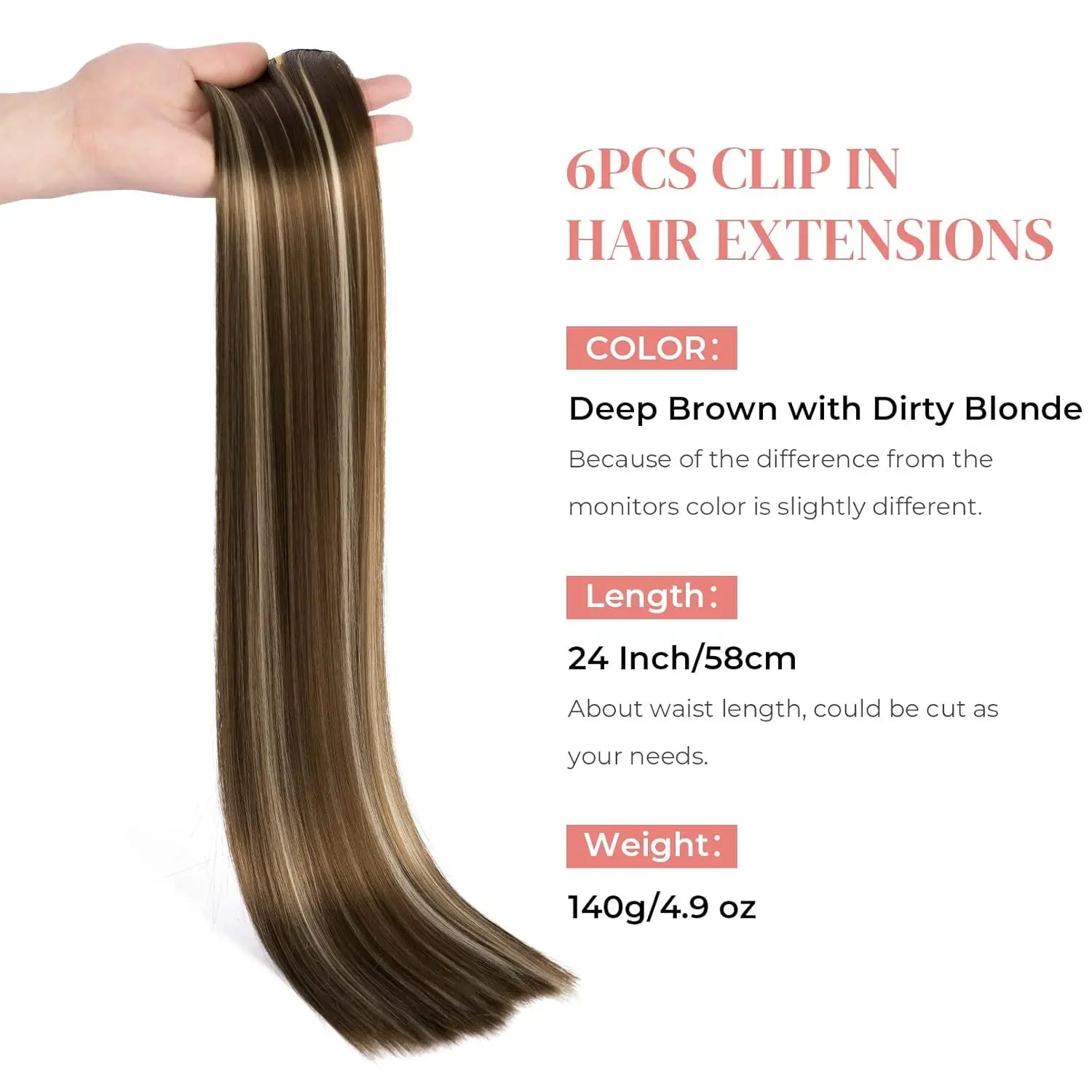 Clip in hair extensions 6st Rakt 24" - 24 Timmar Deals