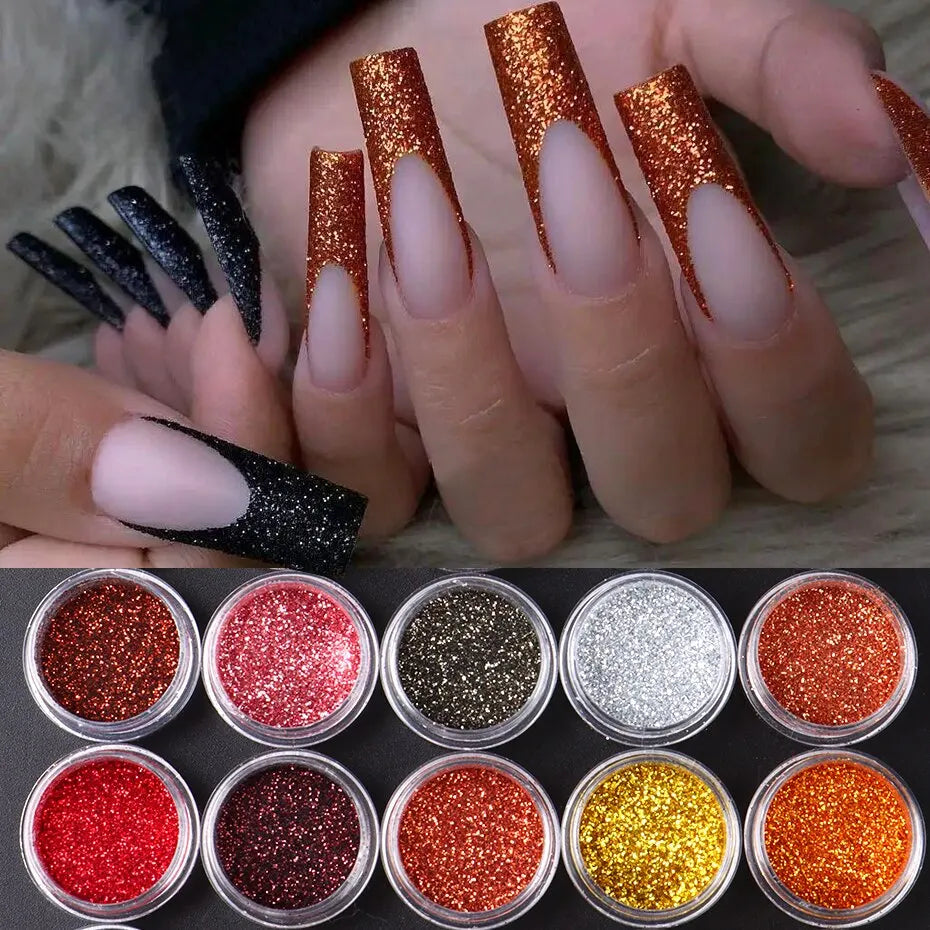 35st Nail Art Powder Glitter Sparkling Gold Silver Chrome - 24 Timmar Deals