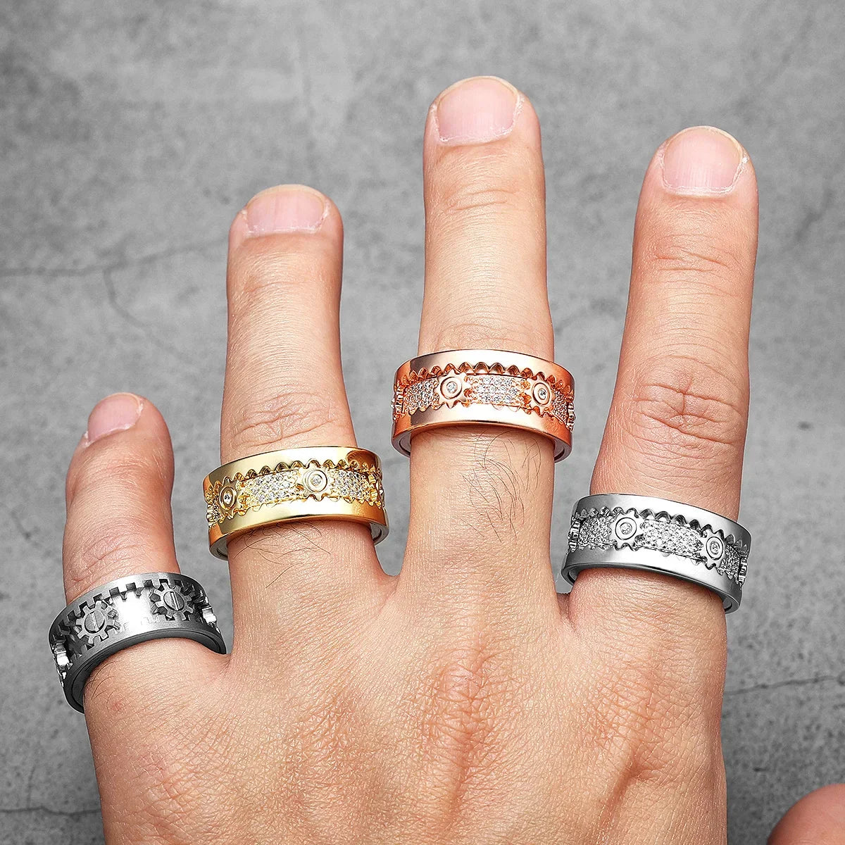 Gear Men Rings Stainless Steel - 24 Timmar Deals