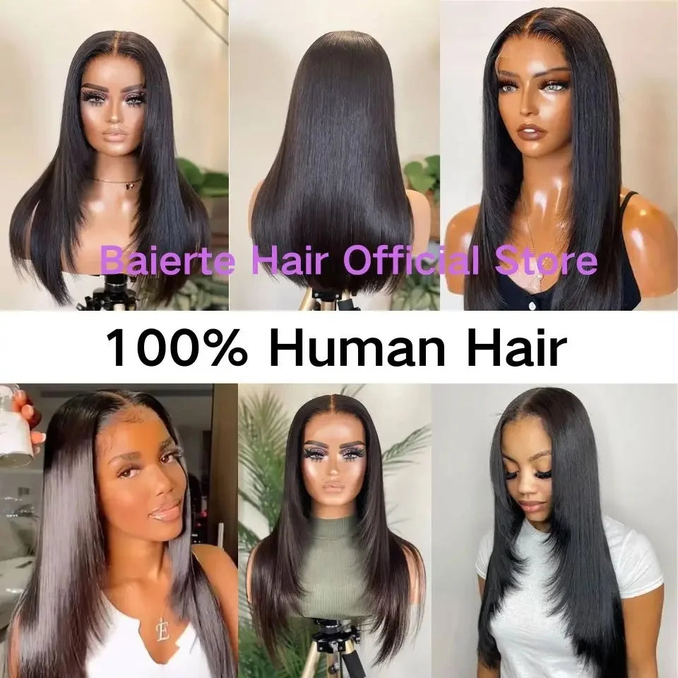 Brasiliansk Remy Layered Lace Front Peruk Mänskligt hår Layered Cut Rak Peruk - 24 Timmar Deals