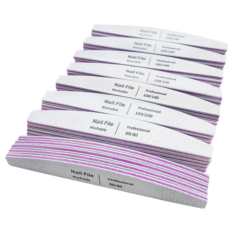 Nail File 100 to 180 Professional Tools Emery for Manicure Lime 240 Sandpaper Gel Polishing Files for Nails Buffers Set Polisher - 24 Timmar Deals