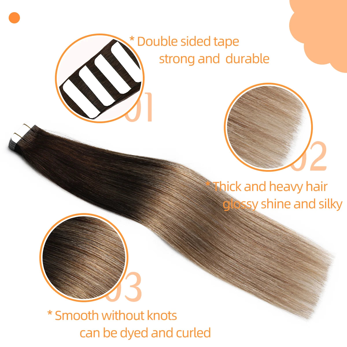 Tejp i hårförlängningar Människohår Ombre Balayage 2/6/18 Ash Blond 50 Gram - 24 Timmar Deals