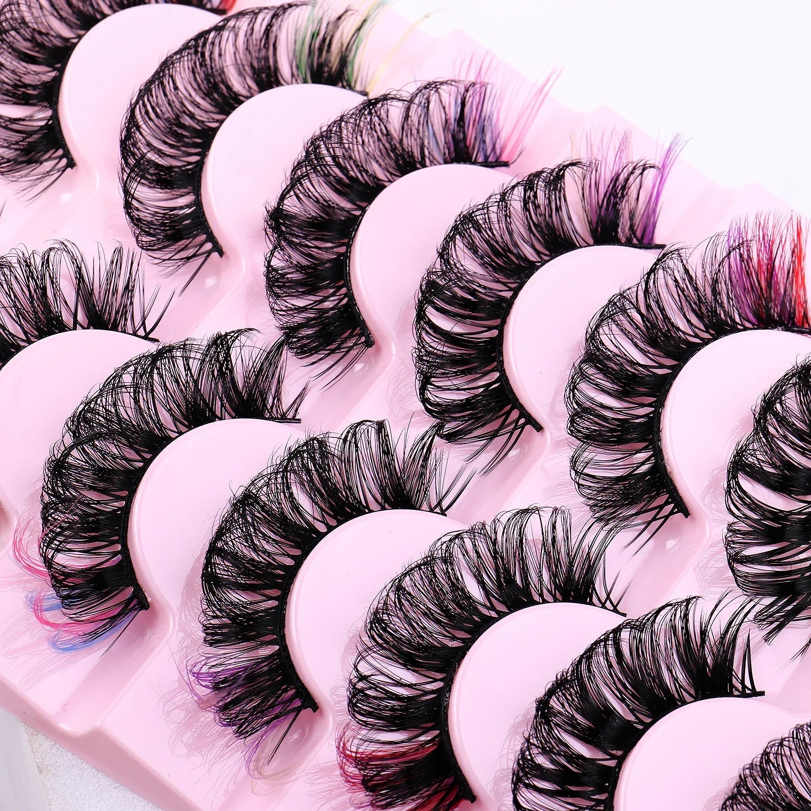 8 Pairs 3D Mink Colored False Eyelashes Dramatic Eyelash Extension Natural Fluffy Lashes - 24 Timmar Deals