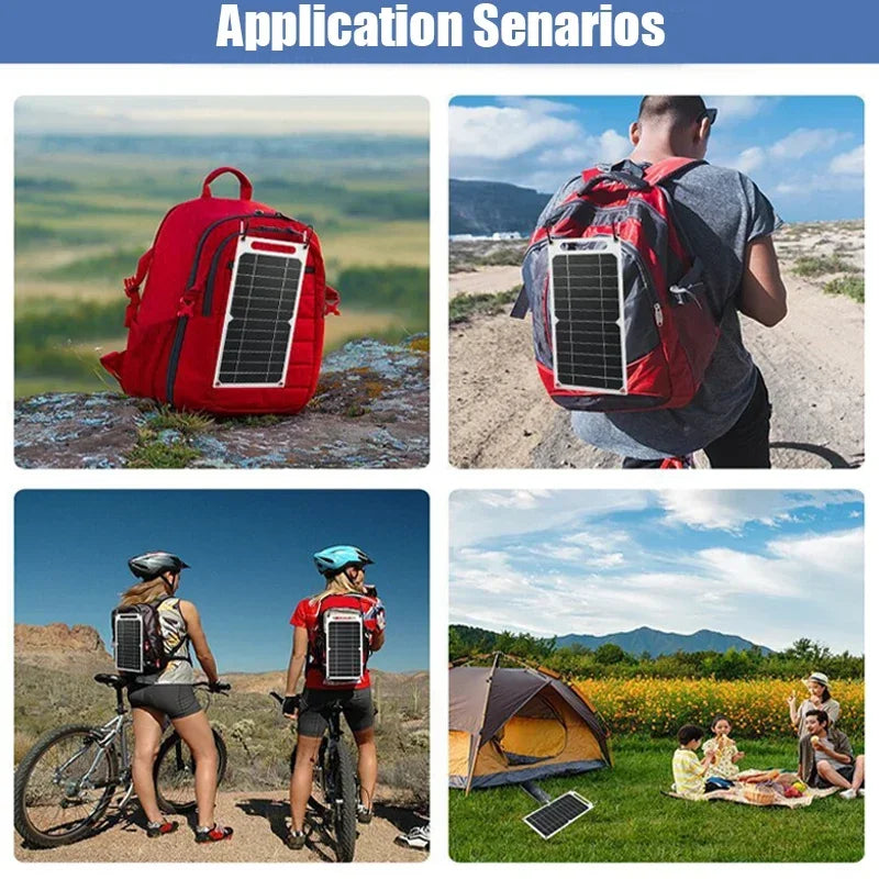 30W Solpanel Med USB Vattentät Utomhusvandring och Camping Bärbart Batteri Mobiltelefon Laddningsbank Laddningspanel 6,8V - 24 Timmar Deals