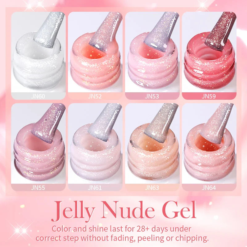 Transparent Jelly Nude Gellack 10ml Sheer Glitter Crystal Varnish - 24 Timmar Deals