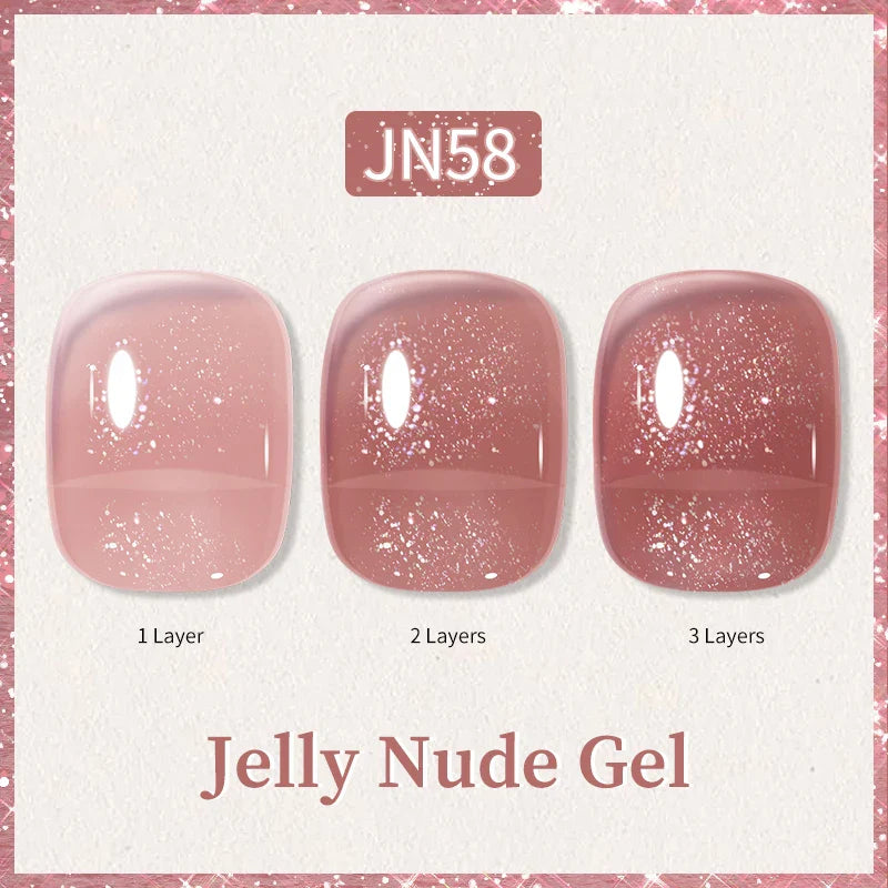 Transparent Jelly Nude Gellack 10ml Sheer Glitter Crystal Varnish - 24 Timmar Deals