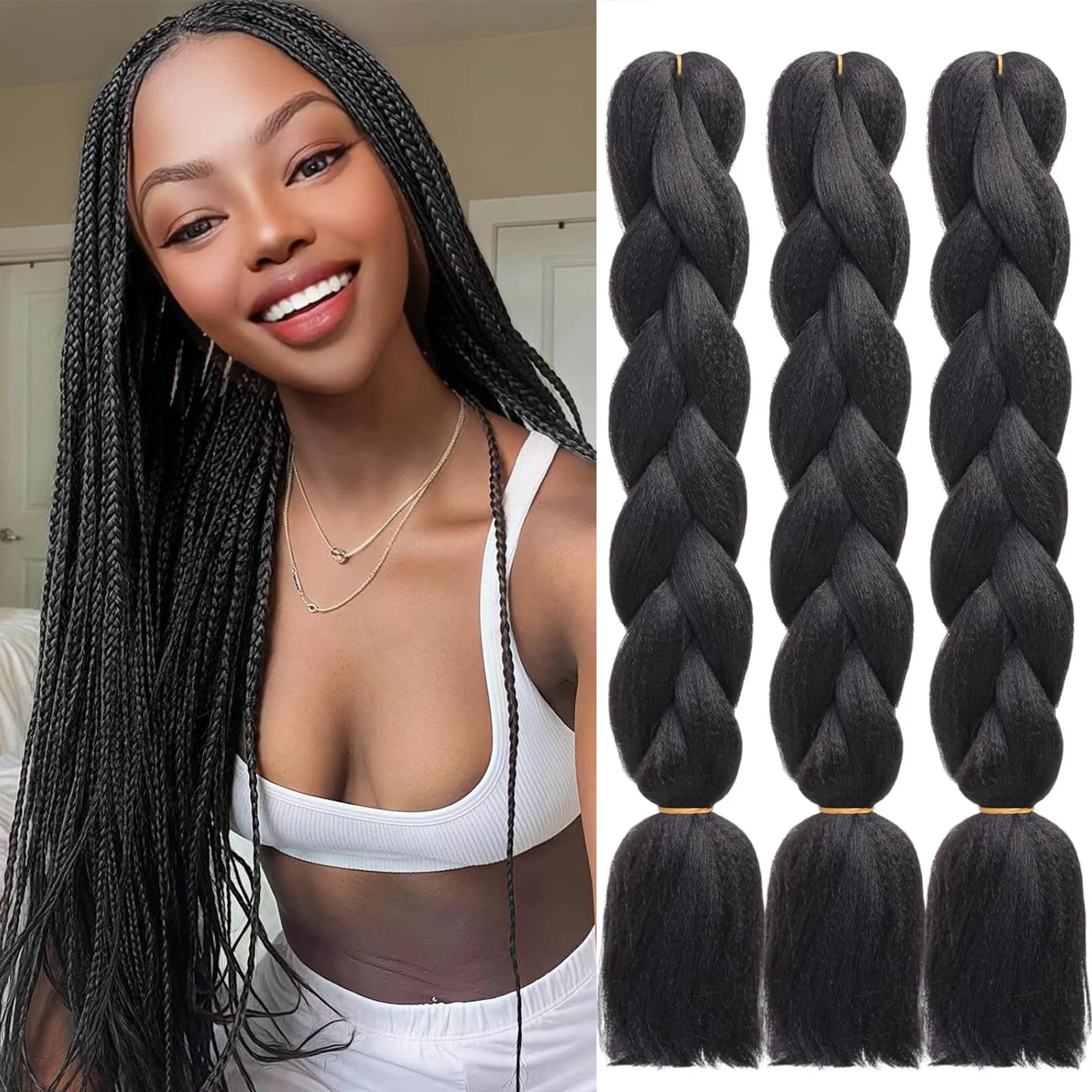 Syntetisk 1st 24 tum 100g Flätning Hårbox Flätor Färgglad Twist Flätning Hårförlängningar Syntetisk Virkad Flätning - 24 Timmar Deals