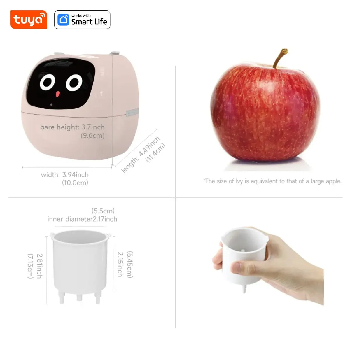 Tuya Ivy Smart Planter, Oändligt roligt över 49 rika uttryck, 7 smarta sensorer, AI-chips gör att odla växter enkelt och roligt - 24 Timmar Deals