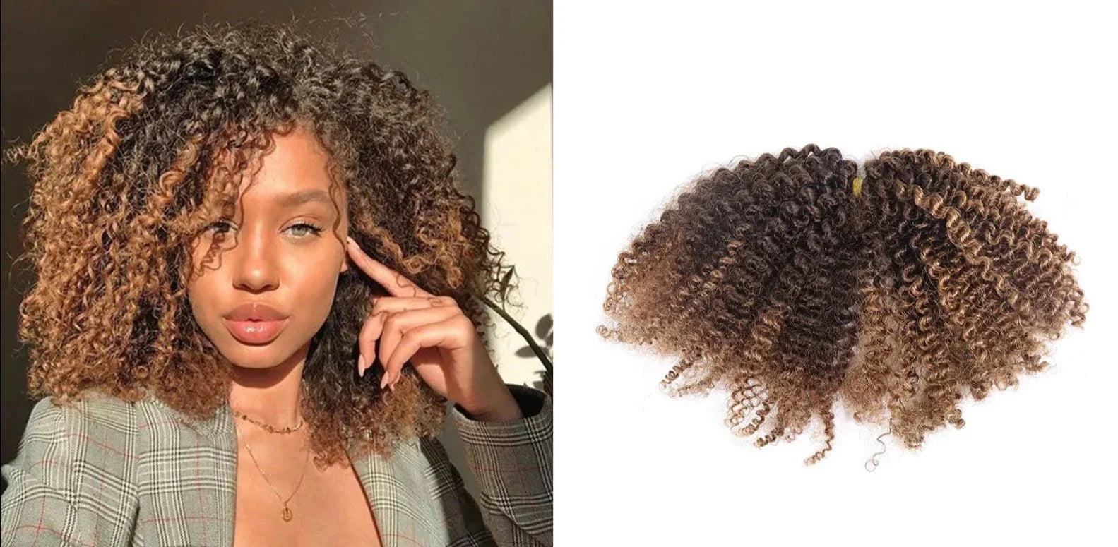 50g Ombre honung blond Kinky lockigt hårförlängningar för hårflätning - 24 Timmar Deals