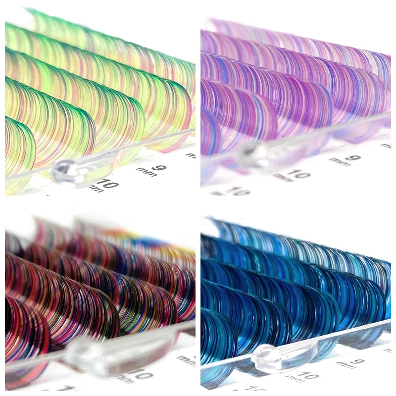 Mix Color Lashes Soft Natural Synthetic Mink Rainbow Colored Eyelash C/D Curl Eyelashes Extensions Eye Makeup - 24 Timmar Deals