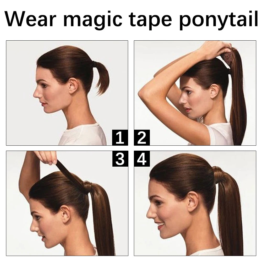 85cm Synthetic Lång Rak Wrap Around Ponytail Clip In Hair Extension - 24 Timmar Deals