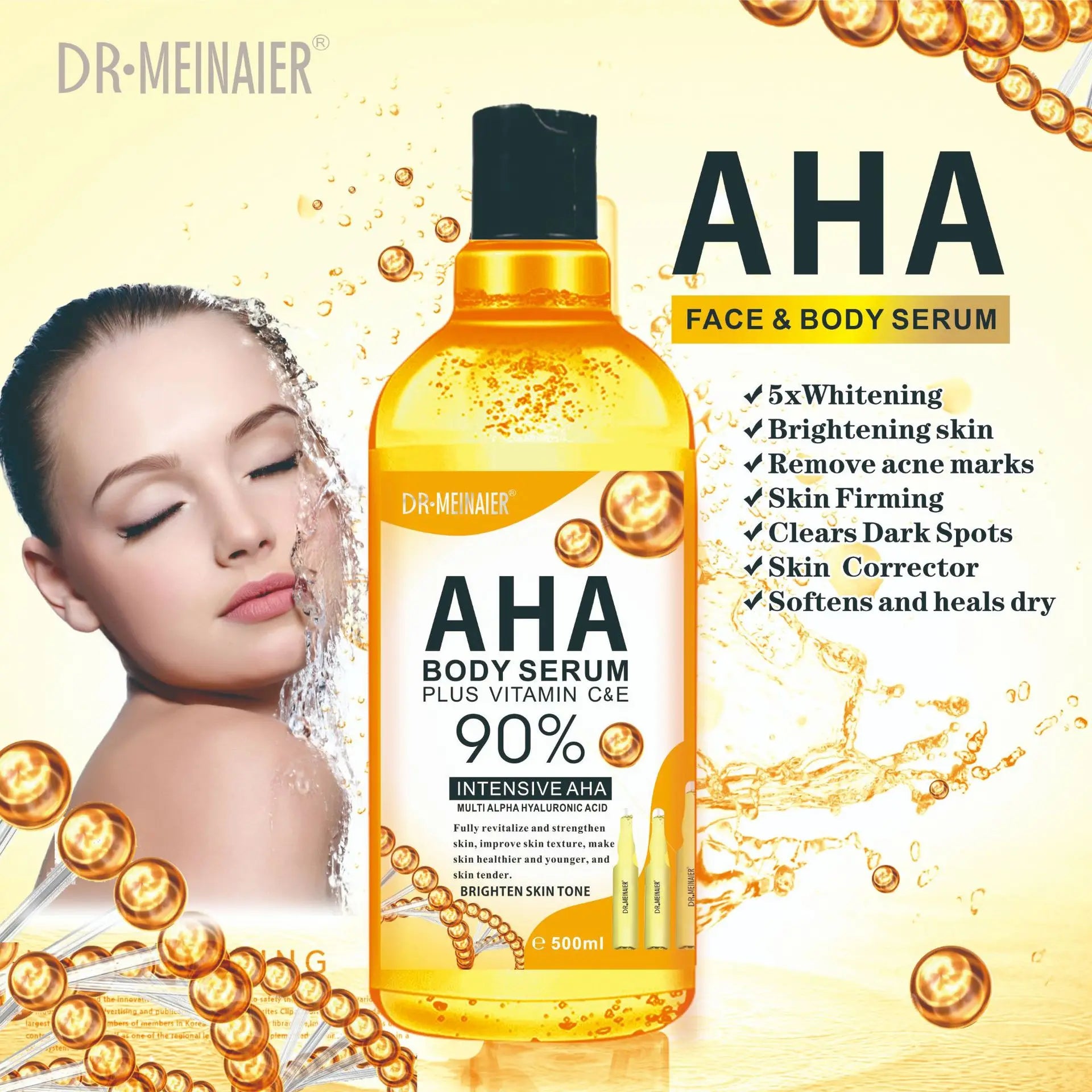 500ML Vitamin C AHA HYALURONIC& NICOTINAMIDE Face Serum - 24 Timmar Deals