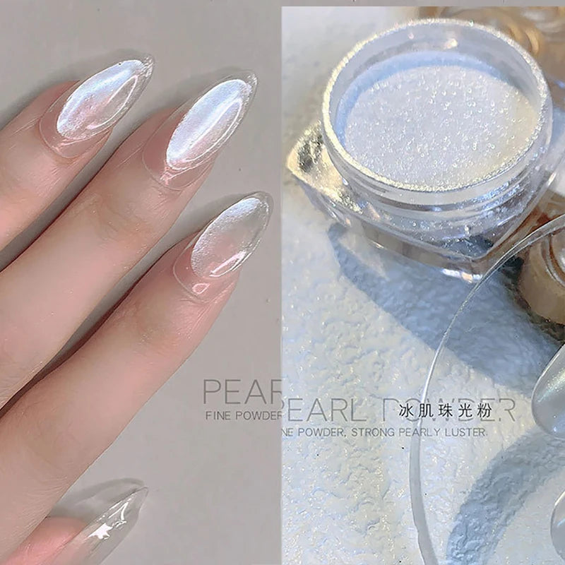1 burk Plätering Aurora Chrome Nail Powder Högglans Moonlight Mirror Fint Glitter Pigment Aurora Pearl - 24 Timmar Deals