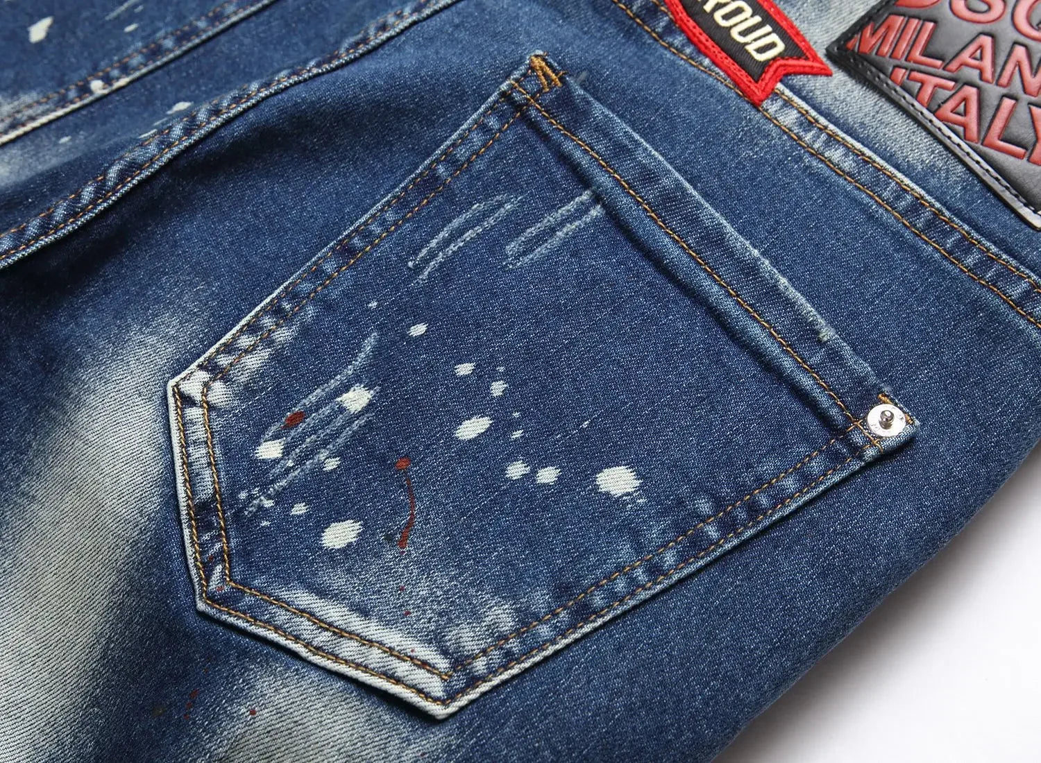 dsq071 Herrjeans Stretchkomplex tvättvatten handmålade - 24 Timmar Deals