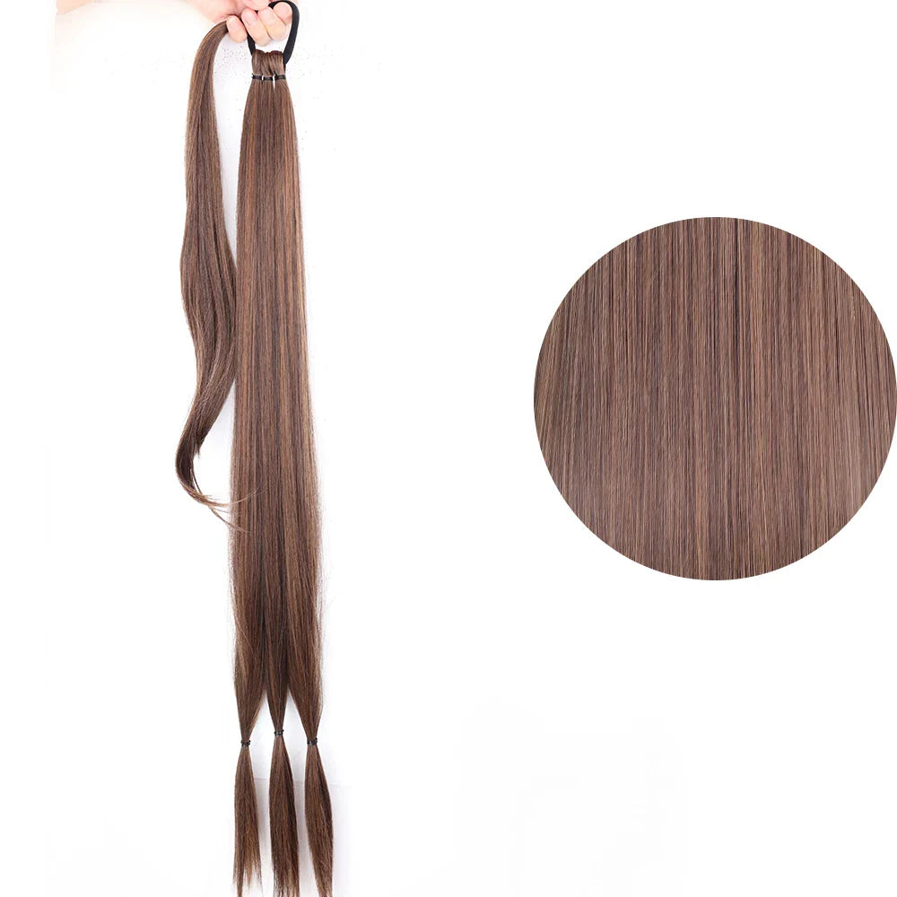 Ponytail Extensions Syntetiska boxningsflätor lindade Chignon-svans med gummiband Hårring 34" - 24 Timmar Deals