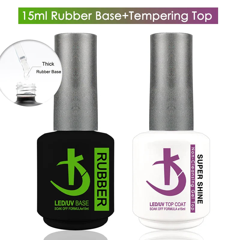 Base and Top Coat Gel Polish 15ml Thick uv Rubber Base Varnish Hybrid Nail Art Semipermanent Nail Polish - 24 Timmar Deals