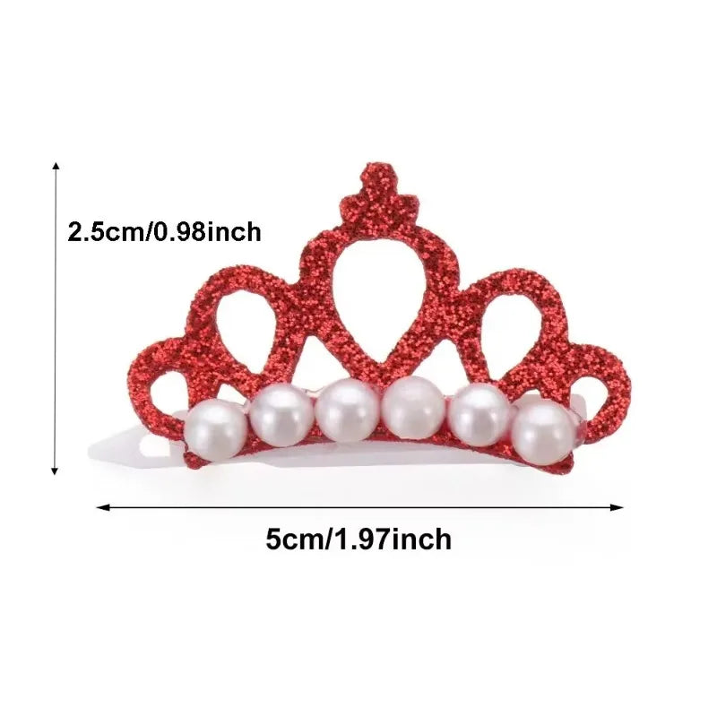 Valp Fake Pearl Crown Bow Hårklämma Söt Pet Head Decoration - 24 Timmar Deals