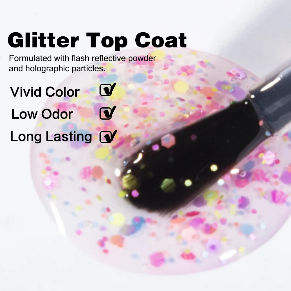 Glitter Confetti Top Coat UV/LED 15ml - 24 Timmar Deals