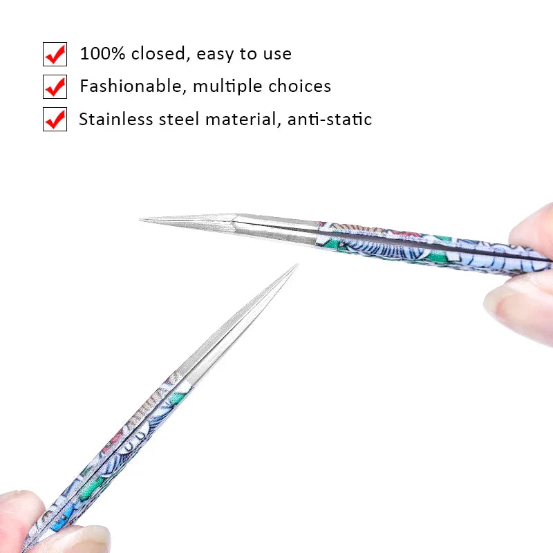 2st set Ögonfransförlängningspincett Individuell professionell Precision Volym Lash Pincett Rostfritt stål - 24 Timmar Deals