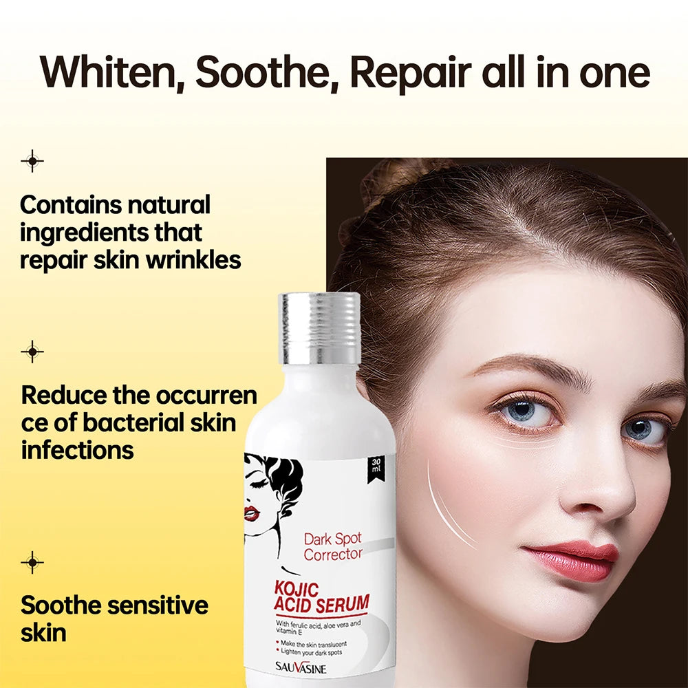 50g Kojic Acid Face Cream + 30ml Facial Serum Fade Dark Spots Brightening Skin Whitening Cream - 24 Timmar Deals