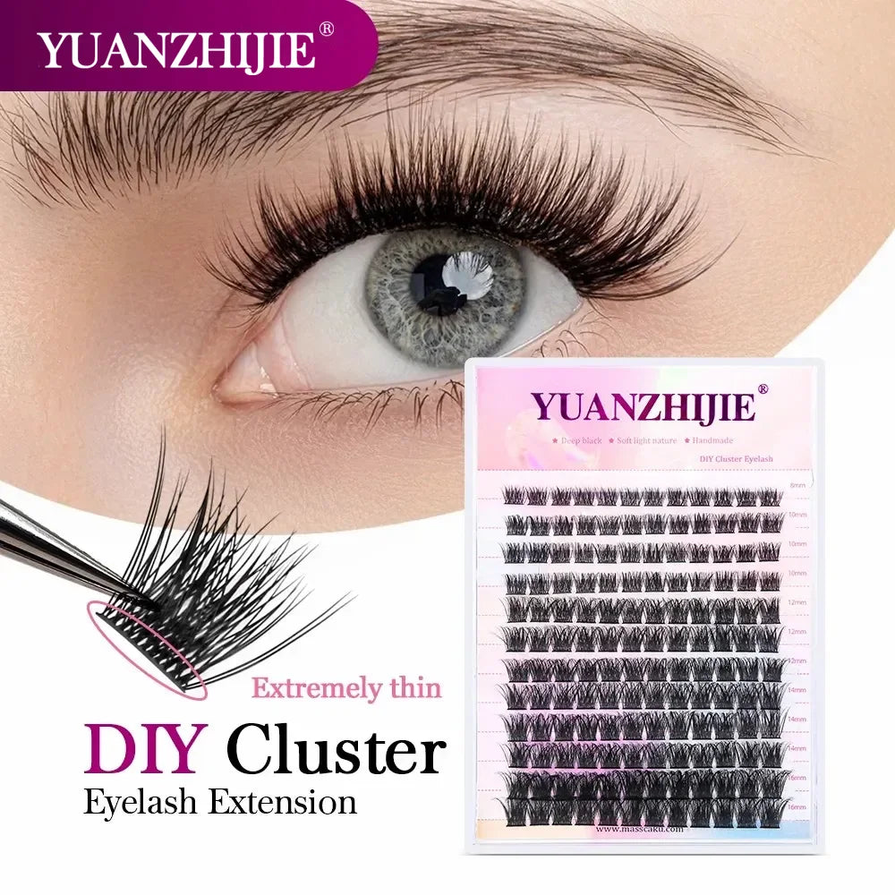 Mix Color 144 Russian Volume False Eyelashes Natural Soft Cluster Segment Lashes - 24 Timmar Deals