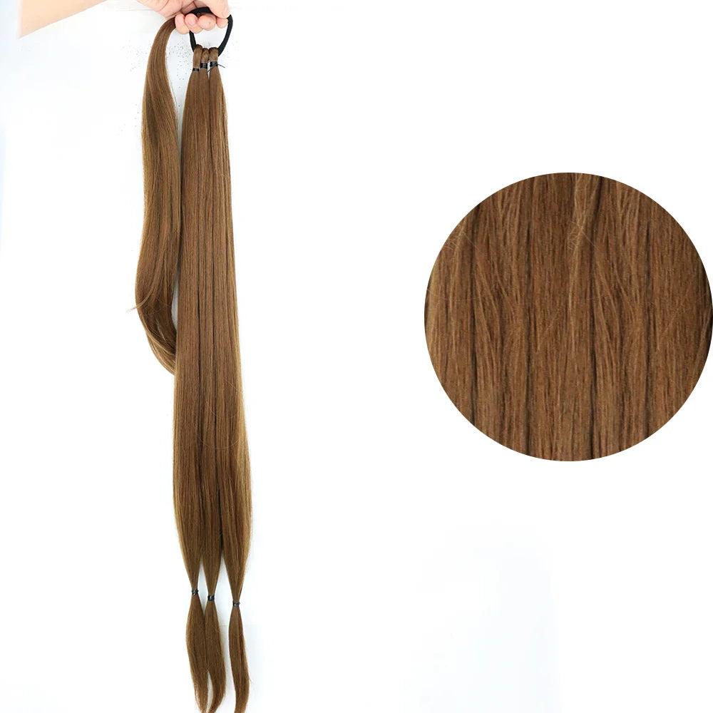 Ponytail Extensions Syntetiska boxningsflätor lindade Chignon-svans med gummiband Hårring 34" - 24 Timmar Deals