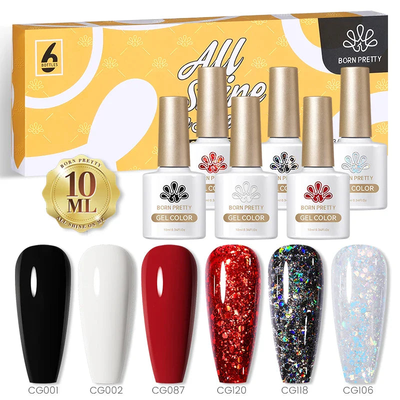 BORN PRETTY 1PC Black White Red Color Collection Nail Gel Polish 10ml Varnis Semi-permanent Soak Off UV LED Gel for Manicure - 24 Timmar Deals