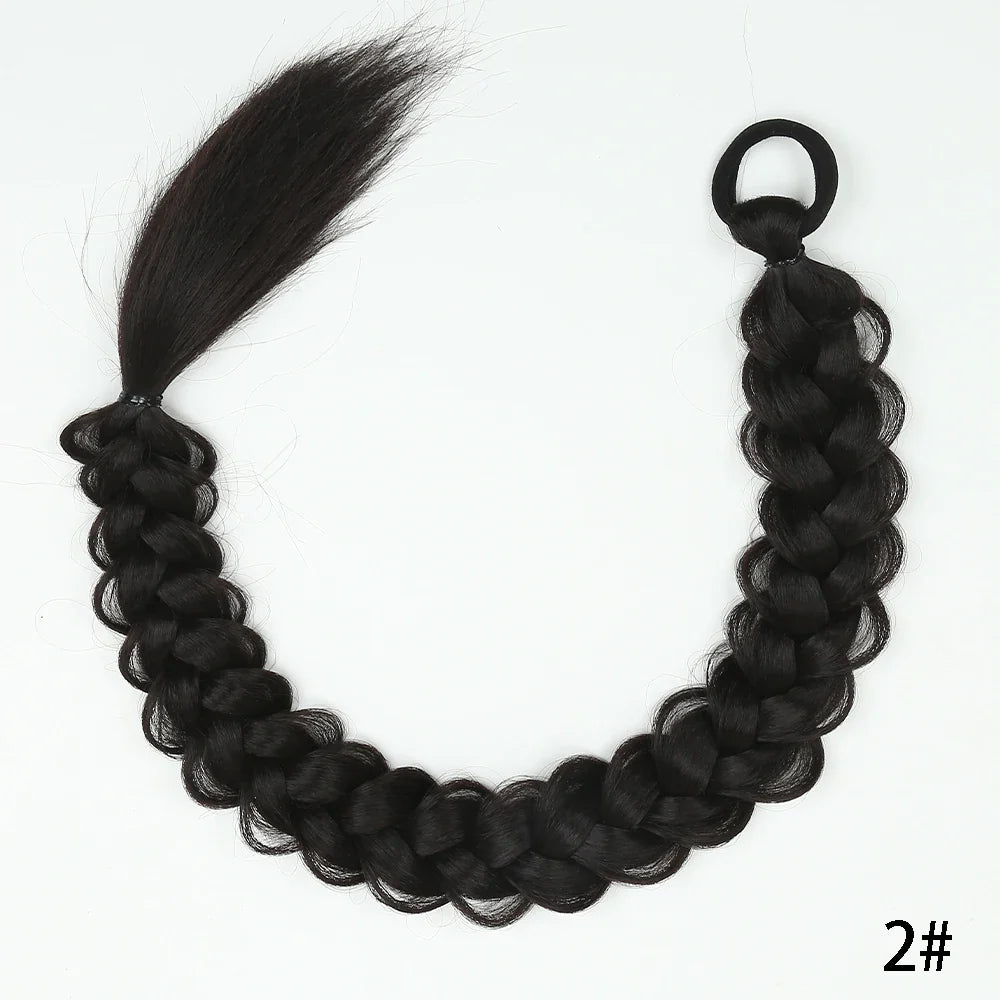 Syntetisk Long Twist Braid Hästsvansförlängningar med gummiband 24 tum - 24 Timmar Deals