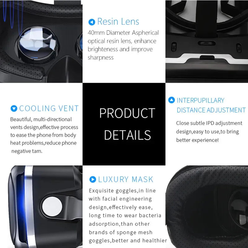 VR Shinecon 6.0 hörlursversion 3D VR-headset med fjärrkontroll för IOS Android - 24 Timmar Deals