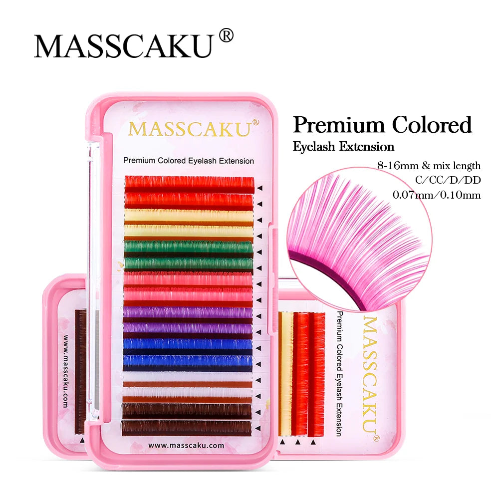 High Quality Masscaku Synthetic Mink Colorful Lashes Professional Natural Individual Classic for Eyelash Extensions Makeup Tool - 24 Timmar Deals