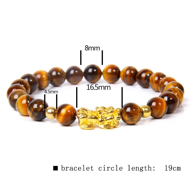 Fengshui Pixiu Armband Naturlig Obsidian Stone Beads Armband För Rikedom Lycka till - 24 Timmar Deals