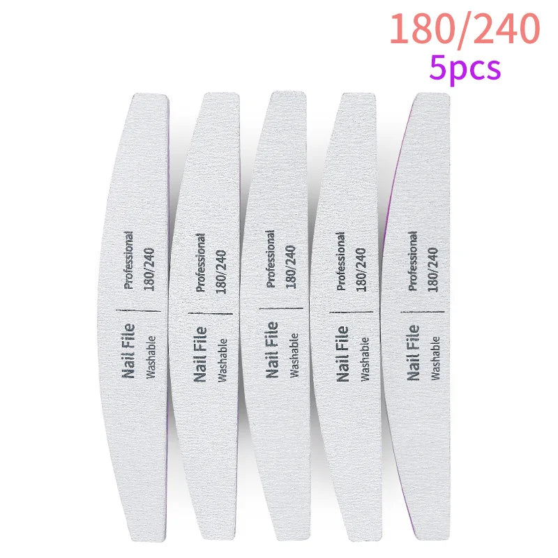 Nail File 100 to 180 Professional Tools Emery for Manicure Lime 240 Sandpaper Gel Polishing Files for Nails Buffers Set Polisher - 24 Timmar Deals