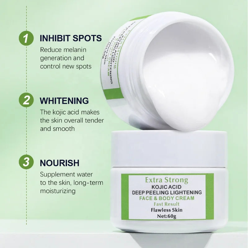 Extra Strong Kojic Acid 7days Lightening Peeling Body Face Cream 60g - 24 Timmar Deals