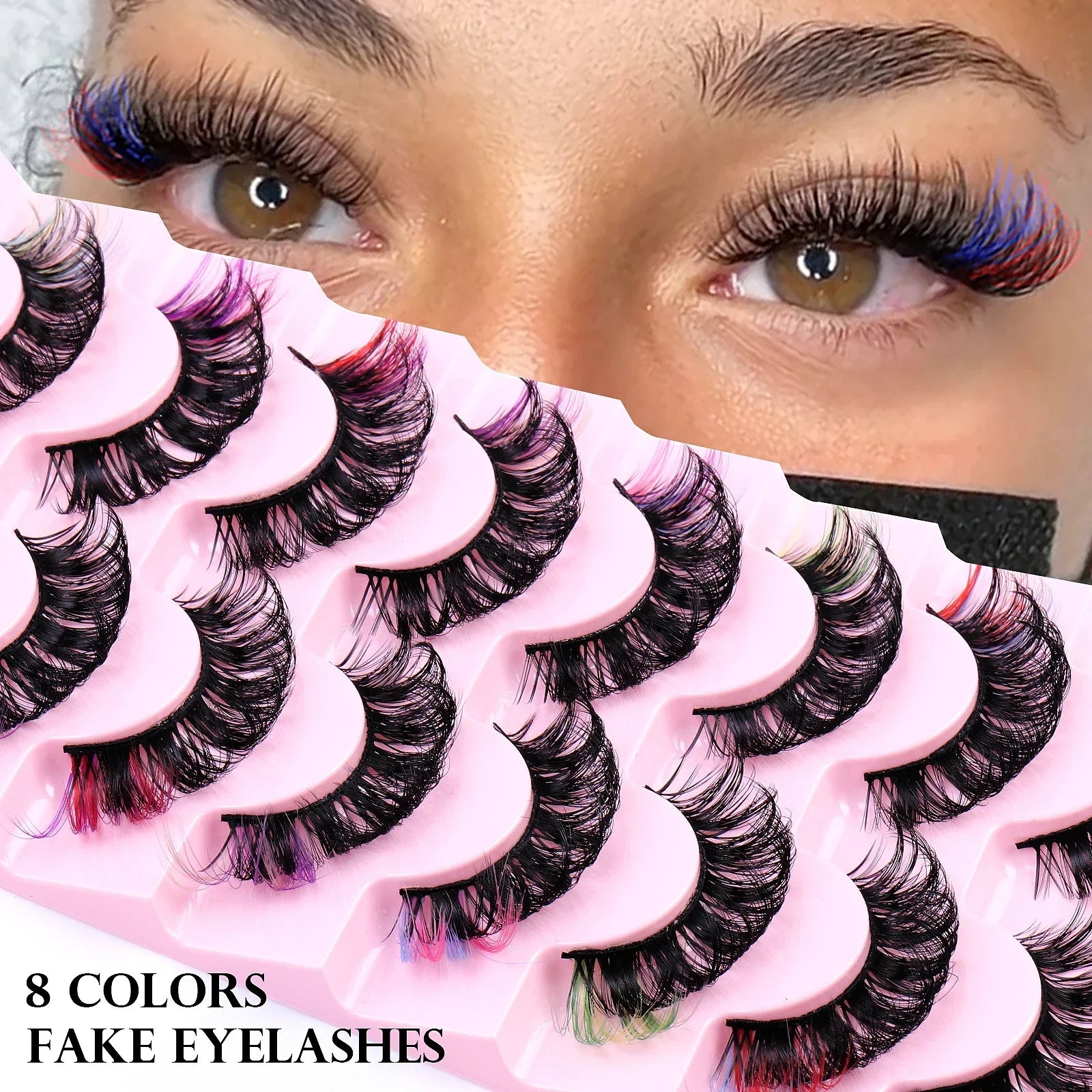 8 Pairs 3D Mink Colored False Eyelashes Dramatic Eyelash Extension Natural Fluffy Lashes - 24 Timmar Deals
