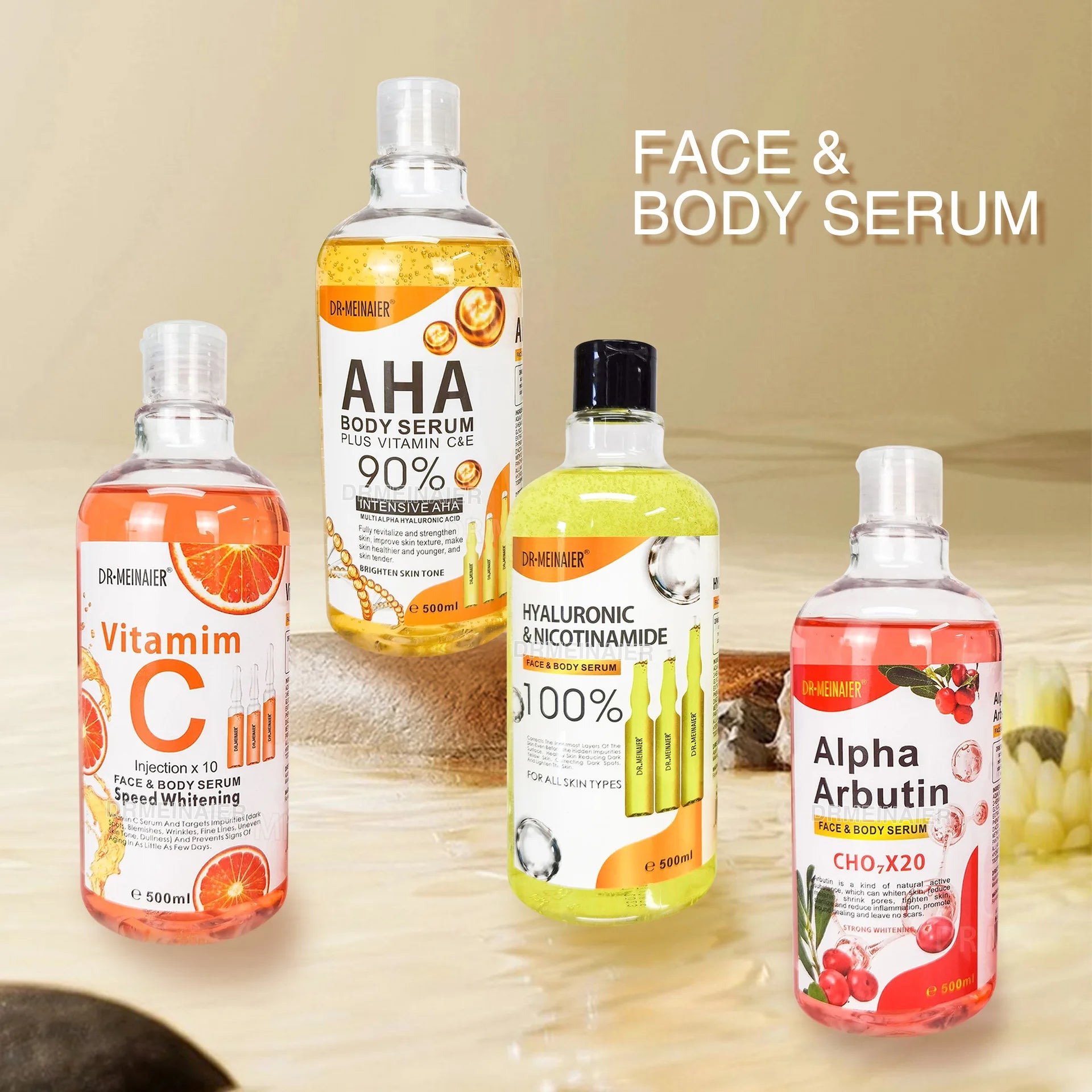 500ML Vitamin C AHA HYALURONIC& NICOTINAMIDE Face Serum - 24 Timmar Deals