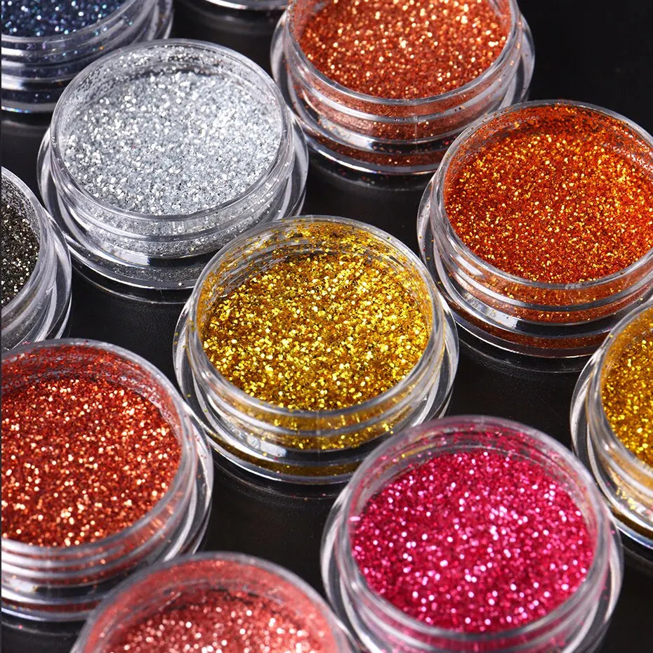 35st Nail Art Powder Glitter Sparkling Gold Silver Chrome - 24 Timmar Deals