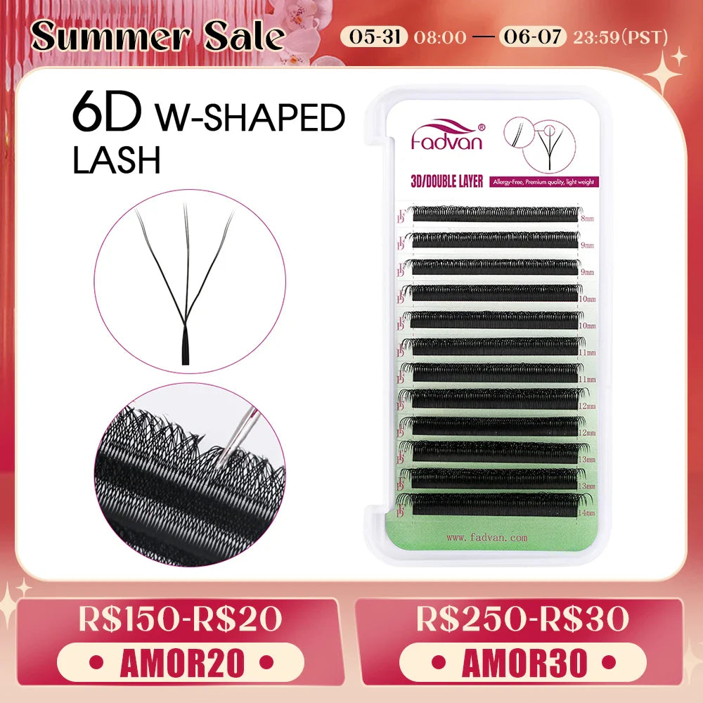 Flowering W Shape Bloom 3D 6D Premade Fans Eyelash Extensions Natural Soft Light Individual Volume Lashes - 24 Timmar Deals