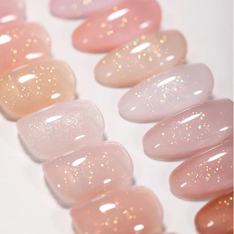 Transparent Jelly Nude Gellack 10ml Sheer Glitter Crystal Varnish - 24 Timmar Deals