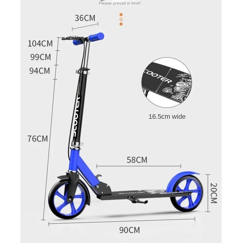 Manuell Vuxen skoter med hopfällbara två hjul och dubbla bromsar Design Antisladdpedaler för flexibel styrning - 24 Timmar Deals