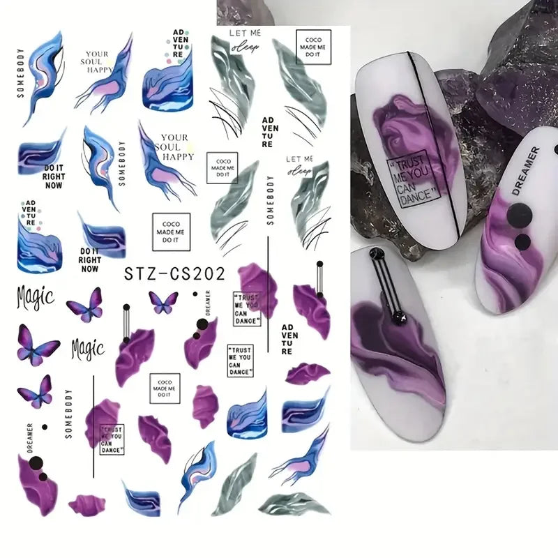 Blooming Marble Nail Stickers Dekal 3D - 24 Timmar Deals