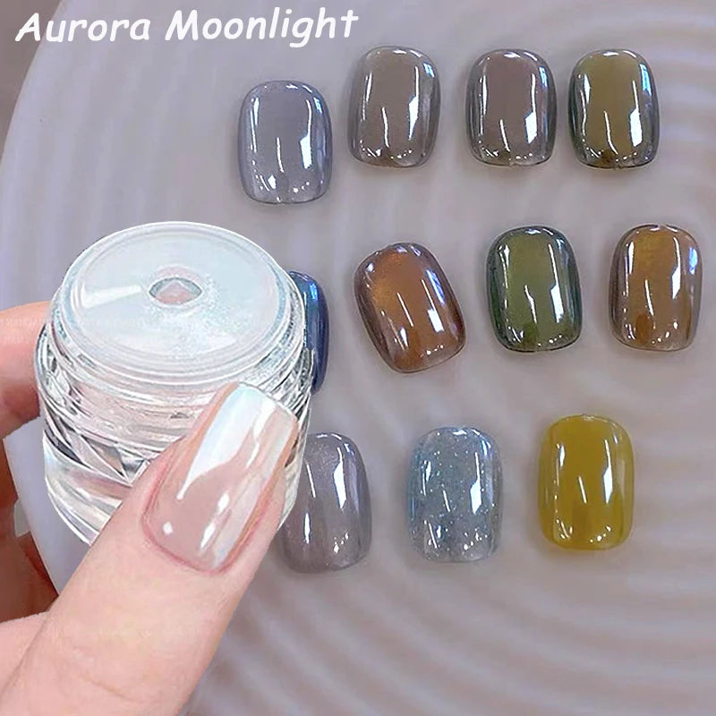 1 burk Plätering Aurora Chrome Nail Powder Högglans Moonlight Mirror Fint Glitter Pigment Aurora Pearl - 24 Timmar Deals