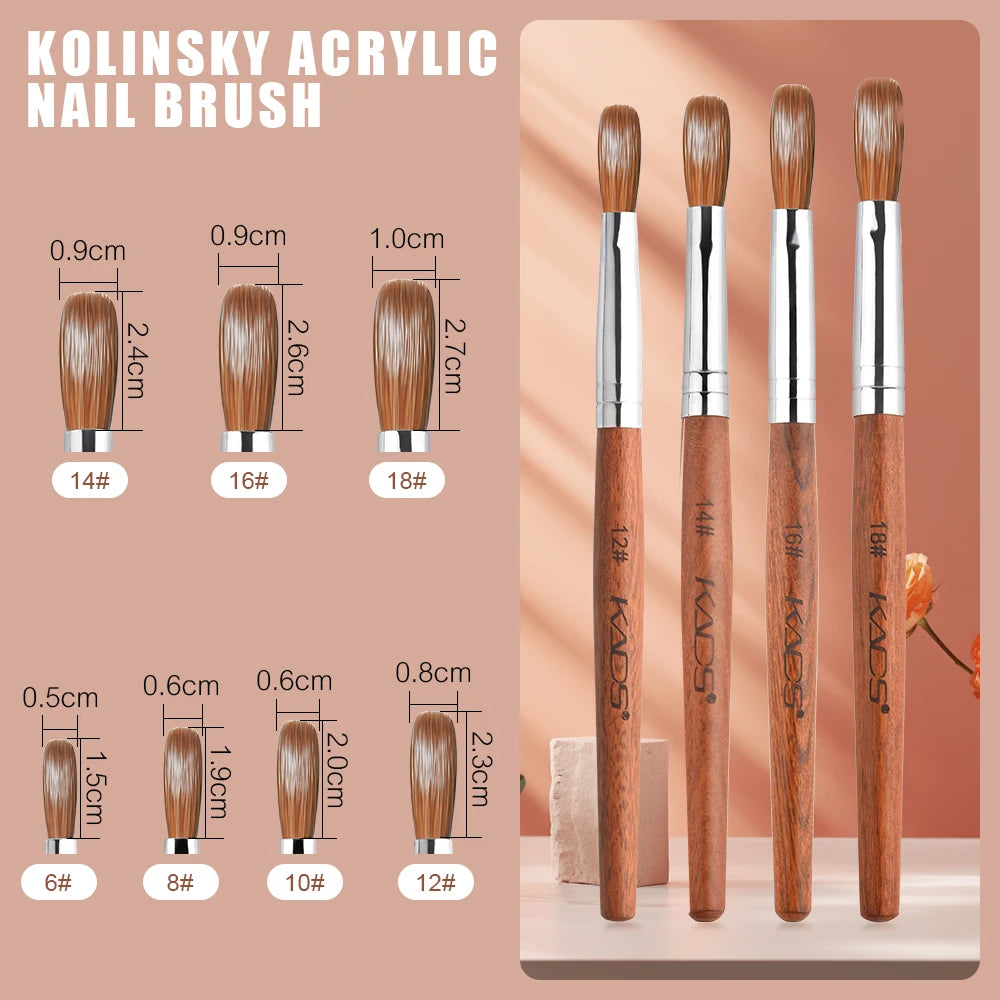 Akryl nagelborste Kolinsky SableFlat Rund Röd Trä - 24 Timmar Deals