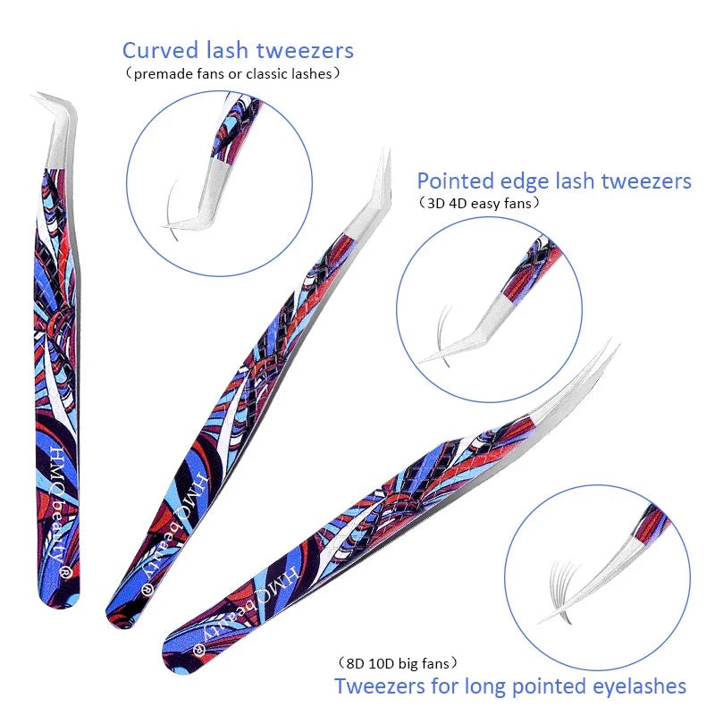 2st set Ögonfransförlängningspincett Individuell professionell Precision Volym Lash Pincett Rostfritt stål - 24 Timmar Deals