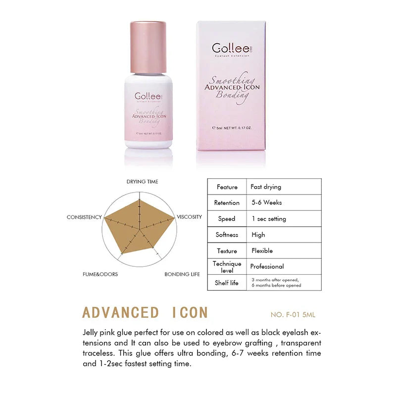 Pink Adhesive Gollee Eyelash Extension Glue 5ml Lashes Adhesive For Volume lashes Individual lashes - 24 Timmar Deals