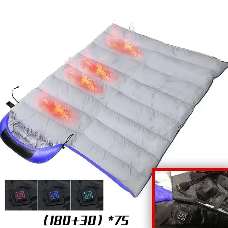 USB-uppvärmd vintercamping sovsäckar dunbomullsdynor 3Gear Ultralätt utomhuscampingmadrass - 24 Timmar Deals