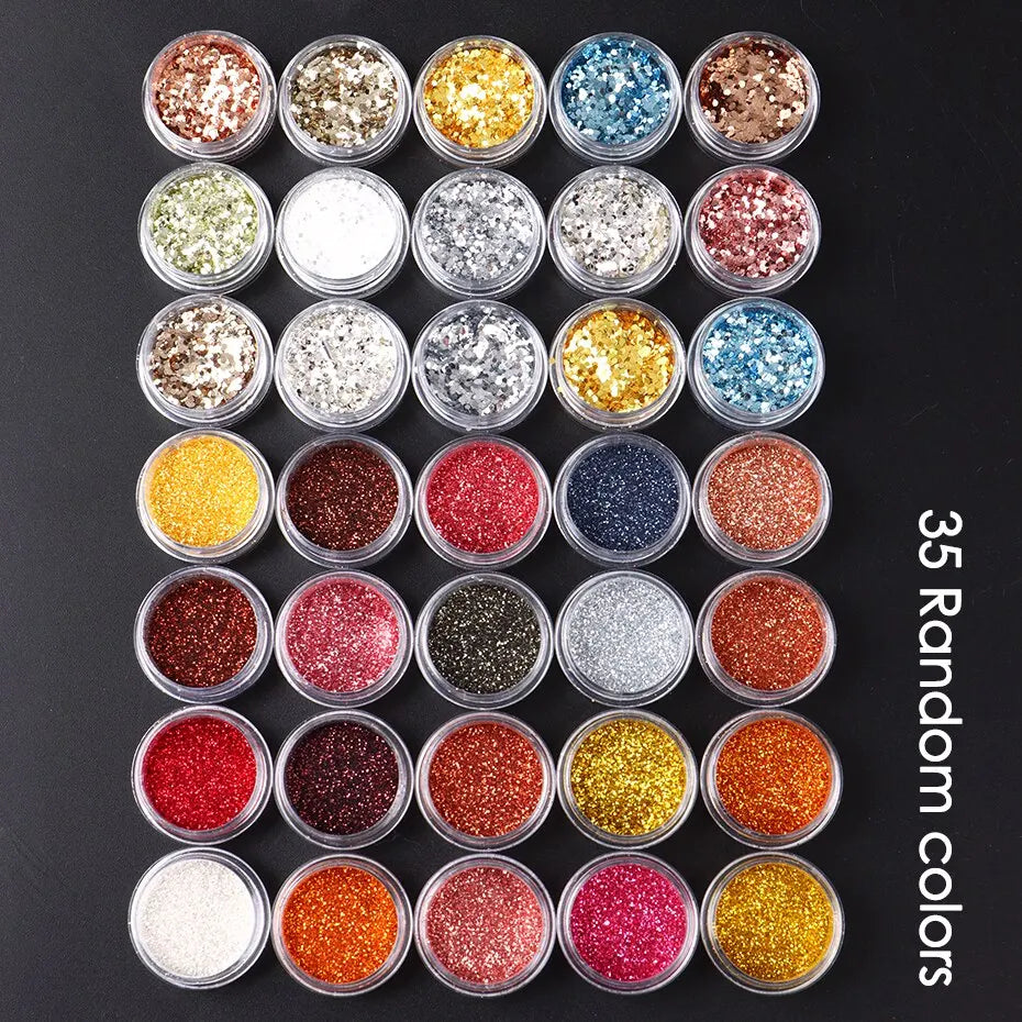 35st Nail Art Powder Glitter Sparkling Gold Silver Chrome - 24 Timmar Deals